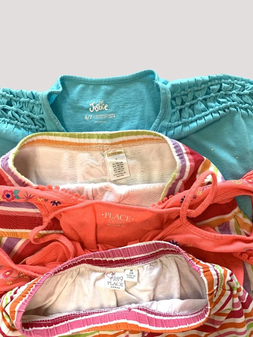 4 Piece Girls Top and Skirt Set. Pink/Blue. Justice/Gymboree. Size 7/8